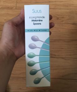 Gohh Long Handle Spoons 7.2 Inch: Latte Machiatto, Tall Iced Tea, Ice Cream Sundae, Coffee, Tea, Cocktail or Hot Chocolat Stirring Longdrink Spoons, Set of 6 Green, Blue, Pink 39 7155MorFw5L