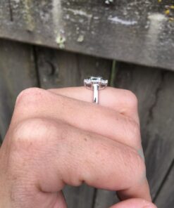 Amazon Collection Platinum-Plated Sterling Silver Infinite Elements Cubic Zirconia Asscher Cut Antique Ring 5 10 7156RyNHHkL