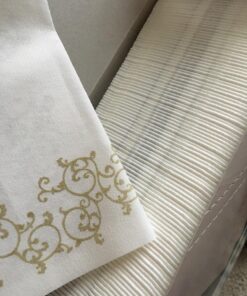 Disposable Guest Bathroom Hand Towels - Gold Floral Design - Linen-Feel Disposable Paper Towels, Cloth-Like Texture, Single-Use, Perfect Size: 12x17” Unfolded & 8.5x4” Folded - Box of 100 by SimuLinen 12" x 17" 33 7157nymdsGL