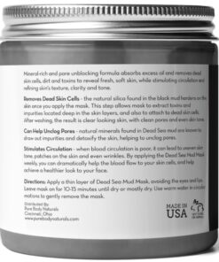 Pure Body Naturals Dead Sea Mud Mask - Face Mask and Body Mud for Acne, Blackheads, and Oily Skin - Facial Self Care for Men and Women - Minimize Pores with Deadsea Mud, Clay, Charcoal - 8.8 Ounce 35 7158IkEdDXL