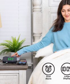 Timex Alarm Clock with USB Charging Station, RediSet Digital Clock for Bedroom with Dual Alarms, Programmable Snooze, Nap Timers, 5W and 10W USB Hub for iPhone and Samsung Devices (T129BQ), Black RediSet Dual Alarm 9 715AXzmNKSL