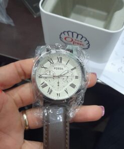 Fossil Grant Men's Watch with Chronograph Display and Genuine Leather or Stainless Steel Band Silver, Brown 41 715BCsRaavL