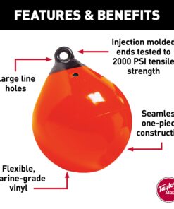 Taylor Made Products 61140 Tuff End Inflatable Vinyl Boat Buoy, Orange, 9 inch Diameter 9 715CRyASnXL