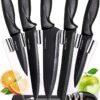 Home Hero 7 Pcs Kitchen Knife Set, Chef Knife Set & Steak Knives - Professional Design Collection - Razor-Sharp High Carbon Stainless Steel Knives with Ergonomic Handles (7 Pcs - Black) 7 Pcs - Black