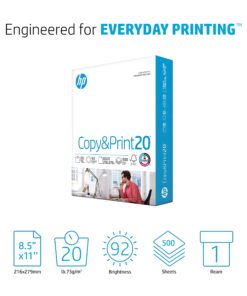 HP Printer Paper | 8.5 x 11 Paper | Copy &Print 20 lb | 1 Ream Case - 500 Sheets| 92 Bright | Made in USA - FSC Certified | 200060 1 Pack Standard Size (8.5x11) 28 715Eu7WveJL