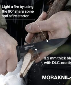Alternative view of Morakniv Carbon Steel Fixed-Blade Bushcraft Knife with Sheath, Black, 4.3 Inch