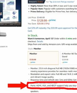 HP VH240a 23.8-Inch Full HD 1080p IPS LED Monitor with Built-In Speakers and VESA Mounting, Rotating Portrait & Landscape, Tilt, and HDMI & VGA Ports (1KL30AA) - Black 43 715G9qtaPgL