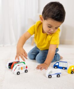 Melissa & Doug Town Vehicles Set in Wooden Tray (9 pcs) English Only Wooden Town Vehicles 16 715HXCETL5L