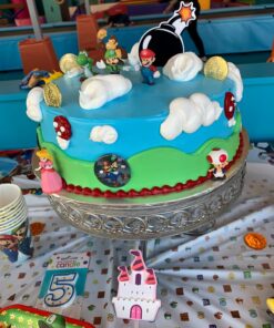 Mario Brothers 23 Piece Birthday Cake Topper Set Featuring Mario Castle, Bomb, Mario Coins, 6 Mario Figures Including Mario, Luigi, Princess Peach, Toad, Yoshi, Donkey Kong, and 12 Mario 1" 26 715Io5eIlGL