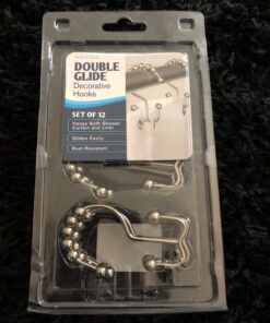 Maytex Shower Curtain Hooks, Shower Curtain Rings, Rust-Resistant Decorative Double Roller Glide Shower Hooks, Shower Rings for Bathroom Shower Rods, Curtains, Liners, Set of 12, Brushed Nickel 38 715K7dFuhFL