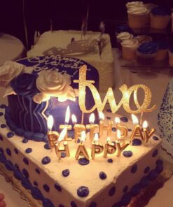 Handmade 2nd Birthday Cake Topper Decoration - Two - Double Sided Gold Glitter Stock 28 715KTluEdaL