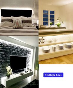 JUNWEN 16.4ft White Led Strip Lights, 12V Outdoor Led Strip Lights Waterproof Flexible Led Light Strip Indoor Plug in Cuttable SMD2835 Dimmable led Strip Light for Bedroom Cabinet Kitchen TV Hallway Daylight White 27 715L6uZ79bL