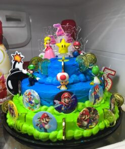 Mario Brothers 23 Piece Birthday Cake Topper Set Featuring Mario Castle, Bomb, Mario Coins, 6 Mario Figures Including Mario, Luigi, Princess Peach, Toad, Yoshi, Donkey Kong, and 12 Mario 1" 21 715LqtvEkXL