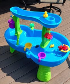 Step2 Rain Showers Splash Pond Toddler Water Table, Outdoor Kids Water Sensory Table, Ages 1.5+ Years Old, 13 Piece Water Toy Accessories, Blue & Green Without Umbrella PlaySet 42 715MoDpMPUL 1