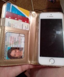 FYY Designed for iPhone SE Case 2016 (1st Generation) / iPhone 5 Case/iPhone 5s Case, Luxury PU Leather Wallet Phone with Card Holder Protective Shockproof Kickstand Case Cover Gold A-Gold 50 715N3ueOqnL