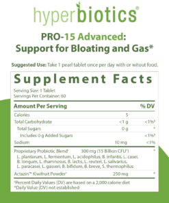 Hyperbiotics Pro 15 Advanced Probiotic Supplement | Time Release Tablets | Probiotics for Women, Men, Adults | Digestive & Immune Support | Vegan, Dairy & Gluten Free | 60 Count 60 Count (Pack of 1) 10 715NGufoTwL