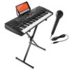 Hamzer 61-Key Electronic Piano Electric Organ Music Keyboard with Stand, Microphone, & Sticker Sheet - Black 3 715NVC6cRSL 2