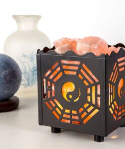 CRYSTAL DECOR Himalayan Pink Salt Lamp Basket & Dimmer Cord Bulb Bagua 21 715Na1hQYL