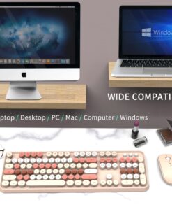 SADES V2020 Keyboard and Mouse Combo, Colorful Wireless Keyboard with Round Keycaps,2.4GHz Dropout-Free Connection,Long Battery Life,Cute Wireless Mouse for PC/Laptop/Computer (MilkTea Color) MilkTea color 28 715QEBUGnsL