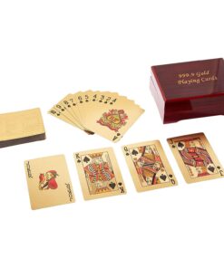 Generic, Deck of Poker Playing Cards in 999.9 Gold Foil Plating with Certificate and Mahogany Box, Bridge Size Cards, Playing Cards, Gold, 54 cards Cards With Box Set 12 715S5Nc2dVL