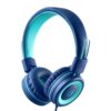 Kids Headphones - noot products K11 Foldable Stereo Tangle-Free 3.5mm Jack Wired Cord On-Ear Headset for Children/Teens/Boys/Girls/Smartphones/School/Kindle/Airplane Travel/Plane/Tablet (Navy/Teal) Navy/Teal 15 715Sv8XftgL