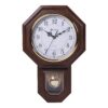 Timekeeper Essex Westminster Chime Faux Wood Pendulum Wall Clock, 17.5" x 11.25", Walnut Brown 17.5" x 11.25" Model: 180WAGM w/ Updated Chime 29 715UL9Bmh5L