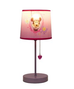 Idea Nuova Disney Minnie Mouse Stick Table Kids Lamp With Pull Chain, Themed Printed Decorative Shade, Pink Minnie Bow-Tique 26 715UXhCNGoL