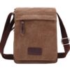 Berchirly Small Vintage Canvas Leather Messenger Crossbody Bag Pack Organizer Medium Coffee