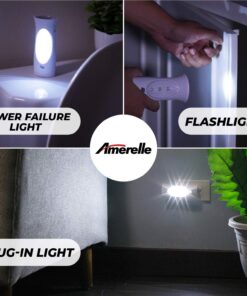 Amerelle LED Emergency Lights For Home Power Failure, 2 Pack – Triple Function Power Failure Light and Plug In Flashlight Combo, With Rechargeable Battery – Be Snow Storm & Hurricane Ready (71134) 25 715VlP3B5ZL