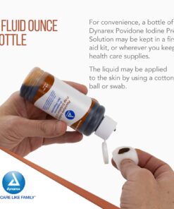 Dynarex Povidone-Iodine Prep Solution, Antiseptic Solution for Skin and Mucosa, Ideal for Surgical Site Preparation, Contains Povidone Iodine 10%, 4 fl. oz., 1 Povidone-Iodine Bottle Unflavored 4 Fl Oz (Pack of 1) 14 715XuLuKblL