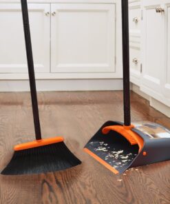 TreeLen Broom and Dustpan Set with 52" Long Handle for Home Kitchen Room Office Lobby Floor Use Upright Stand Up Stand Up Broom with Dustpan Combo A Orange Broom and Dustpan 25 715Yu60ty8L