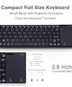 Rii K12+ Mini Wireless Keyboard with Large Touchpad Mouse&Qwerty Keypad, Stainless Steel Portable Wireless Keyboard with USB Receiver for MacBook/iPad/Tablet/PC/Laptop/Smart TV/Raspberry Pi - Black 25 715aqTXYfjL