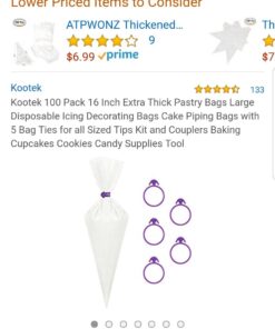 Kootek Piping Bags Disposable 16 Inch 100pcs with EBook, Anti Burst Thicken Pastry Bags, Icing Piping Bags for Cookie Cake Frosting Decorating Baking Supplies 26 715dYm6fDbL