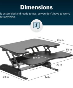 Vari - VariDesk Pro Plus 30 - Height Adjustable Standing Desk Converter for Home Office - Sit to Stand Desk with 11 Height Settings, Spring-Assisted Lift, and Weighted Base - Fully Assembled, Black 13 715eAjQP1LS