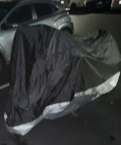 XYZCTEM All Season Black Waterproof Sun Motorcycle Cover,Fits up to 116" Motors (XXX Large & Lockholes) 116" Black & Silver 38 715eFFbMSwL 3