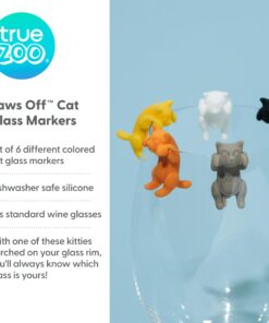 Alternative view of True Zoo Wine Charms, Silicone Drink Markers, Fits Glasses and Cans, Dishwasher Safe, Multicolor Paws Off