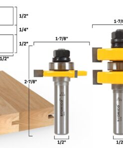 YONICO Router Bits Tongue & Groove Set 1-1/4-Inch 2 Bit 1/2-Inch Shank 15222 Up to 1-1/4" Stock - 1/2" Depth - 1/2" Shank 5 715eUM598BL