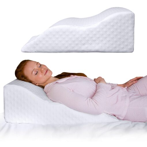 Aeris Wedge Pillow for Sleeping -Post Surgery Pillow -Unique Curved Design -Memory Foam- Incline Pillow for Elevation,Pregnancy,Reading Snoring,Back & Knee Support,Breathing –,Washable Cover 25"x25"x8.5"