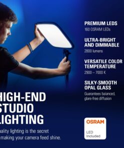Elgato Key Light - Professional 2800 lumens Studio Light with desk clamp for Streaming, Recording and Video Conferencing, Temperature and Brightness app-adjustable on Mac, PC, iOS, Android 23 715fM4z7BXL
