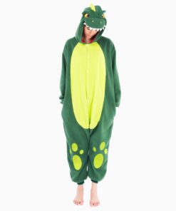 Spooktacular Creations Unisex Adult Dinosaur jumpsuit Pajamas Plush Dinosaur Suit Cute Green Themed Party Halloween Small 12 715fswb zL
