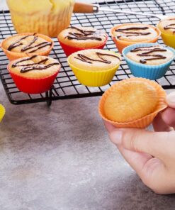 Mirenlife Silicone Cupcake Liners Reusable Silicone Baking Cups Nonstick Muffin Molds Easy Clean Silicone Muffin Liners, 24 Pieces in 8 Rainbow Colors 29 715fv8GqOIL