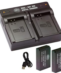 BM Premium 2-Pack of LP-E12 Batteries and USB Dual Battery Charger for Canon EOS-M, EOS M2, EOS M10, EOS M50, EOS M50 Mark II, EOS M100, EOS M200, SX70 HS, Rebel SL1 Digital Cameras 24 715fyem5lML