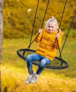 Sorbus Saucer Tree Swing- Kids Outdoor Disc Round Swing - 40" Heavy Duty 220lbs Seat- Easy Install Flying Saucer Web Circle Swing- Perfect for Gift,Playground, Birthday, Xmas, IndoorOutdoor Tire Swing Net Seat 40 Inch 28 715hcFyuJGL