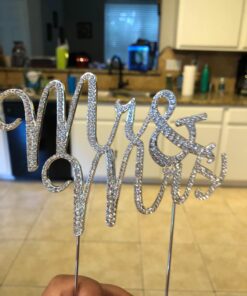 Ella Celebration Mr and Mrs Wedding Cake Topper Rhinestone Monogram Decoration Cake Toppers Mr & Mrs (Silver) Silver 34 715hmQNOI2L