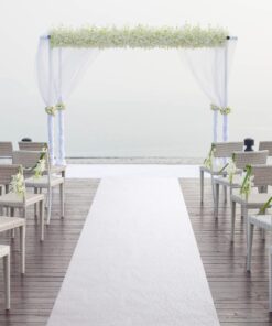Alternative view of BLUE PANDA 3 x 50 Ft Leaf Imprint White Aisle Runner for Wedding Ceremony, Receptions, Indoor and Outdoor Banquets, Prom Nights