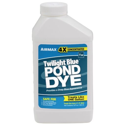 Airmax Pond Dye 4X Concentrate for Outdoor Ponds & Lakes, Natural Pond Colorant & Water Beauty Enhancer, Block Ultraviolet Rays, Fish, Bird & Livestock Safe, Easy Liquid Application, 1 Quart Twilight Blue - 1 Quart