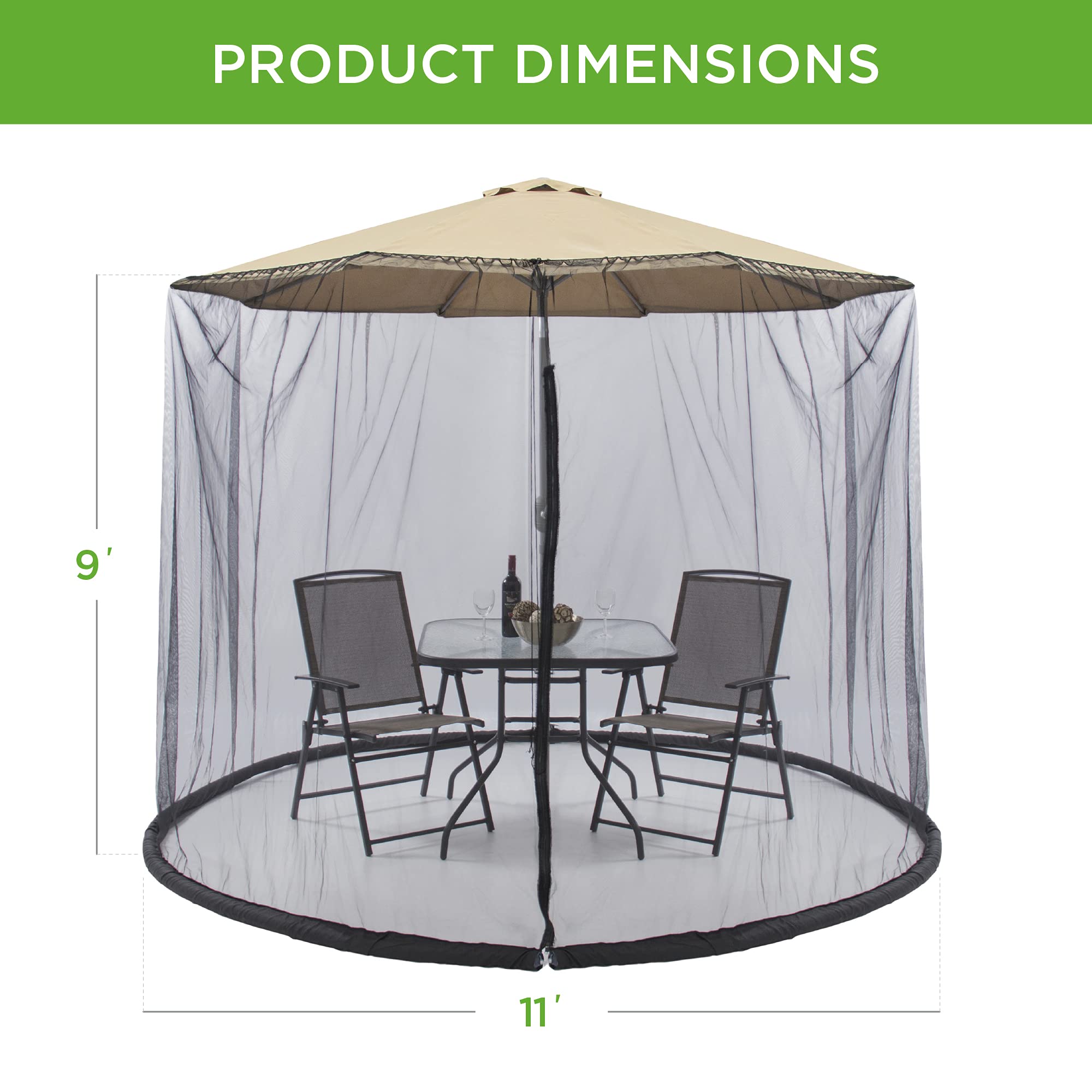Best Choice Products 9ft Adjustable Mosquito Net for Umbrellas 7.5-11ft, Bug Screen Patio Umbrella Accessory for Outdoor Market Offset Cantilever w/Polyester Mesh Net, Zipper Door, Fillable Base 7 Best Choice Products 9ft Adjustable Mosquito Net for Umbrellas 7.5-11ft, Bug Screen Patio Umbrella Accessory for Outdoor Market Offset Cantilever w/Polyester Mesh Net, Zipper Door, Fillable Base - Image 7
