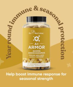 A+ Armor Andrographis Pure 800 Mg – Healthy Immune System Function, Physical Wellness, Potent Strength for Seasonal Protection – Full-Spectrum & Standardized – 60 Vegan Soft Capsules 15 715kxbMNASL