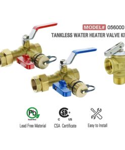 HYDRO MASTER Tankless Water Heater Service Valve Kit with Pressure Relief Valve 3/4-Inch IPS Isolator Clean Brass 26 715mDmx3E5L