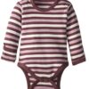 L'ovedbaby Organic Gloved-Sleeve Bodysuit Newborn Eggplant Stripe 3 715mNqli9L
